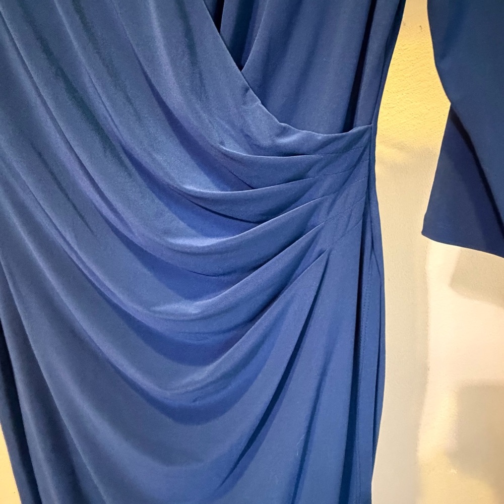 Ralph Lauren Navy Ruched Wrap-Front Long Sleeve Dress - Picture 6 of 9